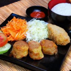 Nasi Bento Egg Roll   Salad