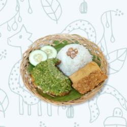 Nasi Ayam Penyet Sambal Ijo (paha)