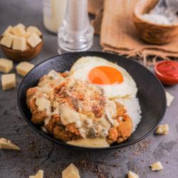 Truffle Chicken Rice With Cheese Sauce