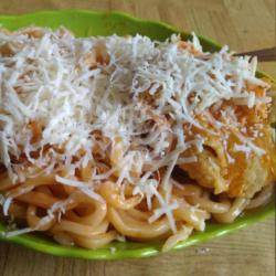 Spanduk ( Spaghetti Chicken Dan Bubuk Keju )