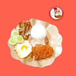 Nasi Ayam Gepuk   Telur