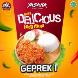 Geprek 1 (nasi   Ayam Paha Bawah/sayap   Sambal Bawang)