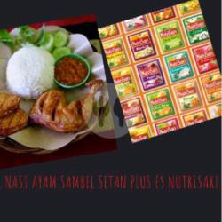 Nasi Ayam Sambel Setan Plus Es Nutrisari