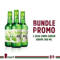 [21 ] Bundle 3 Soju Jinro Green Grape 360ml