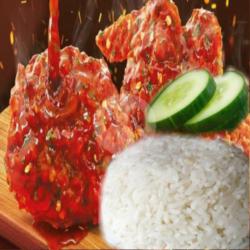 Nasi Ayam Krenyes Saos Spicy