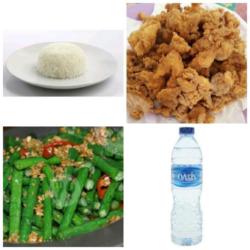 Nasi   Ayam Fillet Cripsy   Sayur Kacang Panjang   Air Mineral