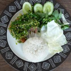 Ayam Penyet Paha Cabe Ijo   Nasi