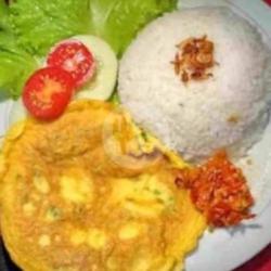 Nasi  Telur Dadar Sambal Ikan Asin