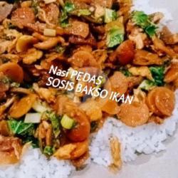 Nasi Pedas Sosis Bakso Ikan Es Teh