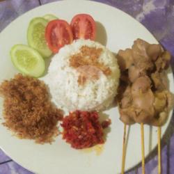 Nasi   Sate Ati Rempela Goreng 3 Tusuk