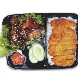 Chicken Katsu Ayam Lada Hitam Rice Set