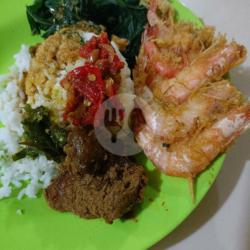 Nasi Padang Rendang   Udang Sate