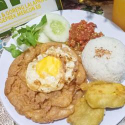 Nasi Telur Crispy Sambal Cobek  Tahu Tempe