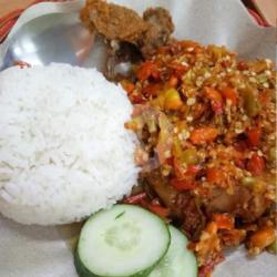 Ayam Geprek Original Bakar Paha / Sayap   Nasi   Lalapan