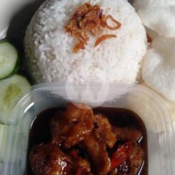 Paket Nasi   Gurame Goreng Saos Lada Hitam