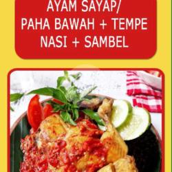 Ayam Paha Bawah   Tempe   Nasi   Sambel