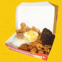 Nk 11 (paket Komplit --- Nasi Kulit   Ayam Crispy   Udang   Paru   Telor)