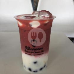 Red Velvel Milk Boba With Cheese