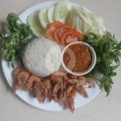 Udang Goreng Penyet   Nasi Putih