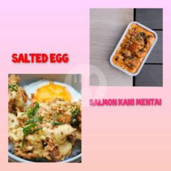 Rice Bowl Chiken Salted Egg Salmon Kani Mentai