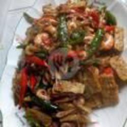 Udang Tempe Tumis Tomat Cabe Hijau Plus Nasi