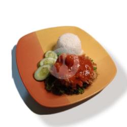 Chicken Geprek Sambal Asam Manis   Nasi