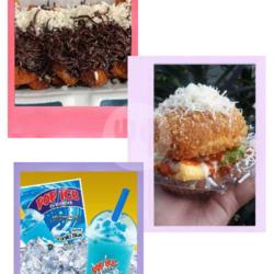 Pisang Pasir Chocolate Keju//burger Lava Keju//pop Ice