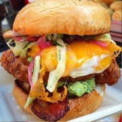 Chicken Burger With Cheese And Egg