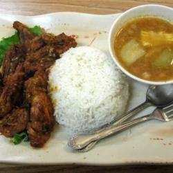 Nasi Sayur Asem Empal Goreng   Tempe Goreng