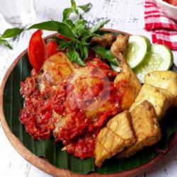 Ayam Penyet Sambel Ulek(l)   Nasi   Lalapan