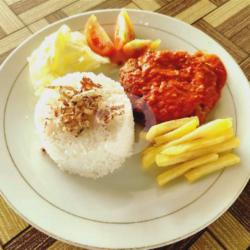 Nasi  Steak  Jamur  Sambal Merah