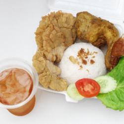 Paket Nasi Ayam Penyet Jamur   Teh Manis Dingin