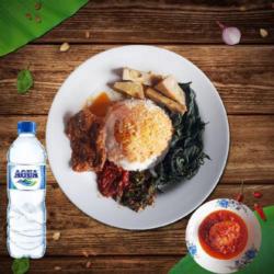 Nasi Rendang   Telor Bulat   Aqua