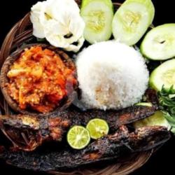 Nasi Lele Bakar Free Tempe Sambal Dan Lalapan Sedap