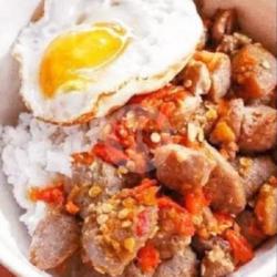 Nasi Pentol Geprek Telur Ceplok/dadar