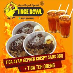 Paket Family Ayam Geprek Saos Bbq   Free Teh Obeng