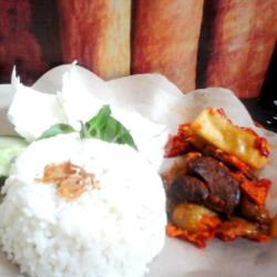 Nasi Ampela Ati Penyet   (es Teh / Panas  )