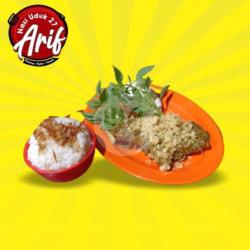 Nasi Putih Ayam Kremes Penyet Sambel Ijo