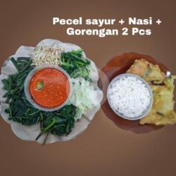 Pecel Sayur   Nasi   Gorengan