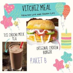 Vitchiz Meal Paket B (chicken Burger Dan Ice Chocho Milk Large)