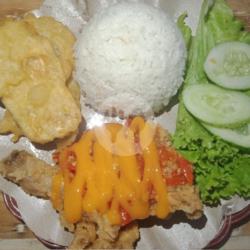 Ayam Geprek Saus Keju Paha Bawah Paket Komplit