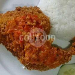 Geprek Paha Special Telor   Nasi