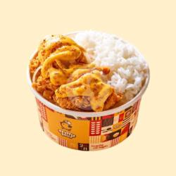 Popcorn Chicken Rice With Honey Mustard Sauce