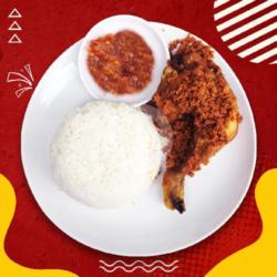 Ayam Kremes Paha   Nasi