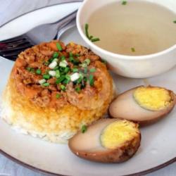 Nasi Tim Ayam Kampung  Spesial Telur