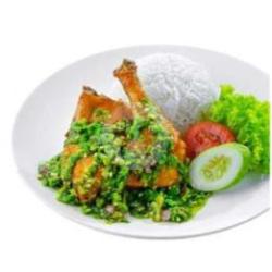 Bebek Cabe Ijo   Nasi