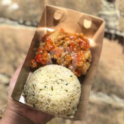Nasi Daun Jeruk Chicken Karage Sambal Bawang
