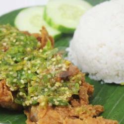 Ayam Geprekk Sambel Ijo   Nasi