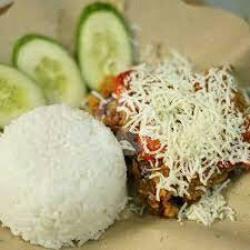 Ayam (dada) Geprek Keju   Nasi