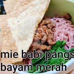 Mie Bayam Merah Daging Pangsit